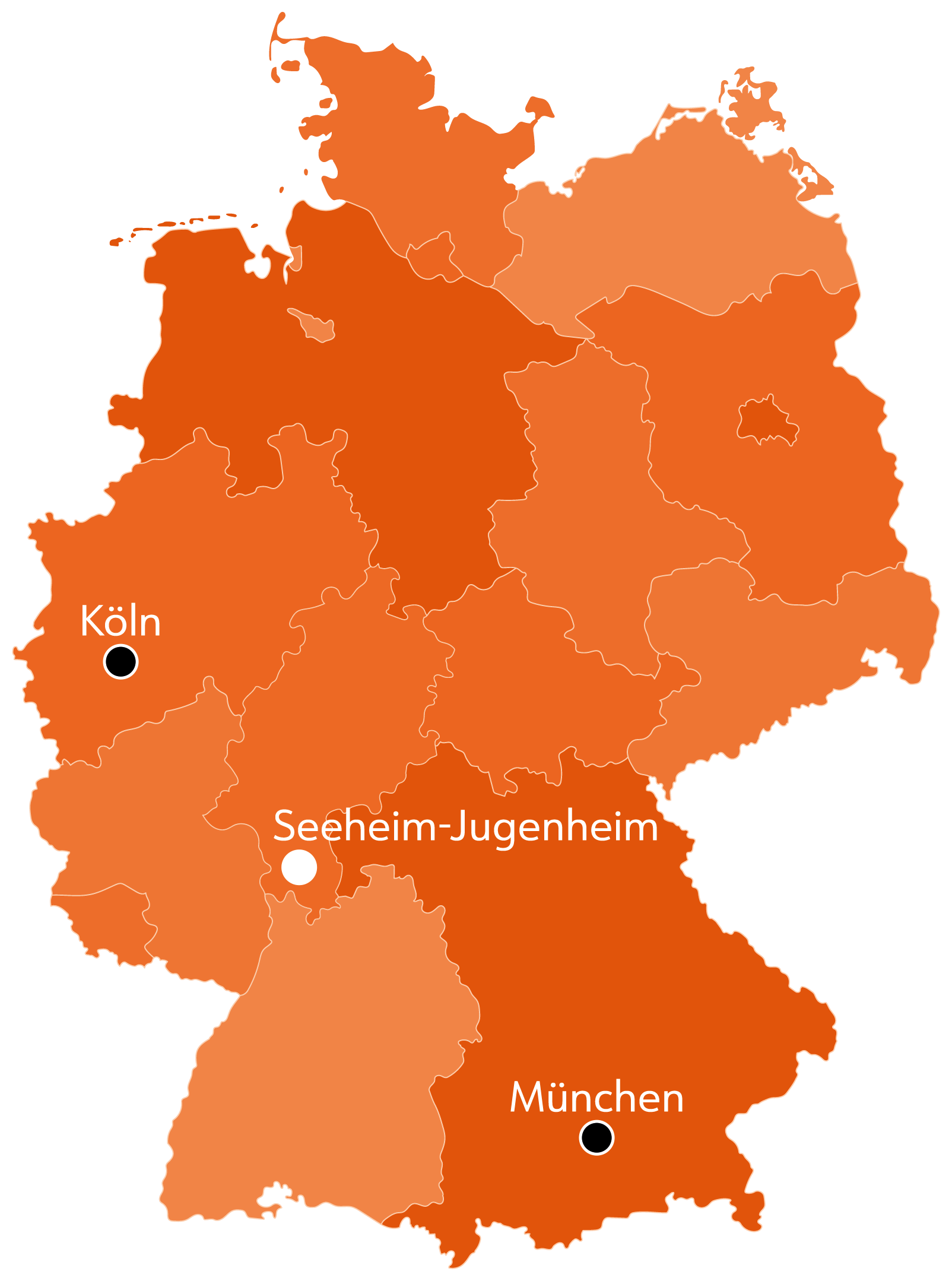 Karte von Deutschland mit den Niederlassungen von Callies
