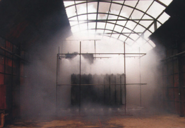 Fire after it has been extinguished with water mist